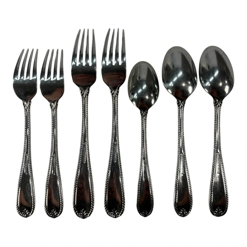 7 - Lenox Tudor Bead Augusta Forks Spoons 18/10 Stainless Steel Flatware